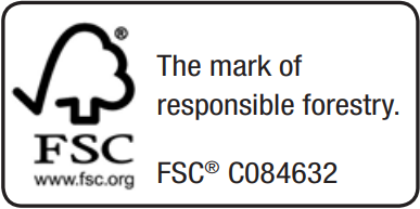 Certifikát FSC. FSC je mezinárodní ochranná známka, která označuje, že výrobek pochází z dobře-obhospodařovaných lesů.